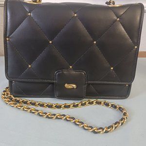 Elka Black Quilted Studded Shoulder Bag